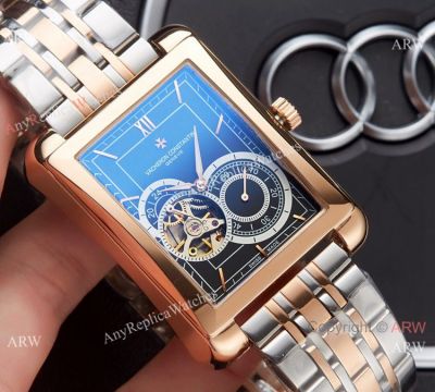 Clone Vacheron Constantin Geneve Tourbillon Men Watch Two Tone Rose Gold
